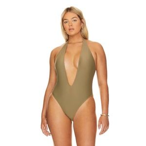 Positano V Neck One Piece in Taupe YEVRAH SWIM